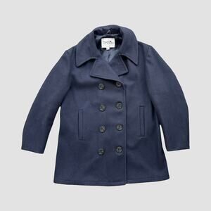 Fox Knapp Navy Wool Peacoat Men’s Size 42 USA Made Double Breasted Military Coat